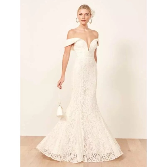 Reformation Mykonos lace wedding gown
